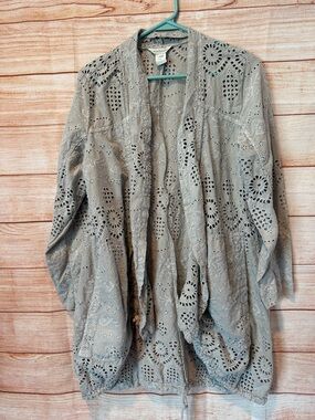 Sundance Gray Eyelet Openfront Kimono